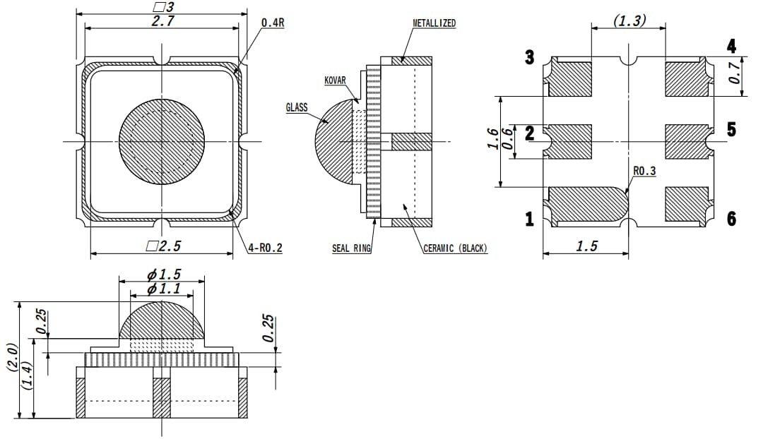 Mechanical Drawing - Marktech Optoelectronics MTSMx Visible Emitters